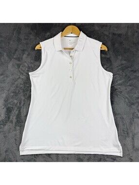 Peter Millar Women White Sleeveless Golf Polo Shirt UPF 50 Stretch Size L Tennis